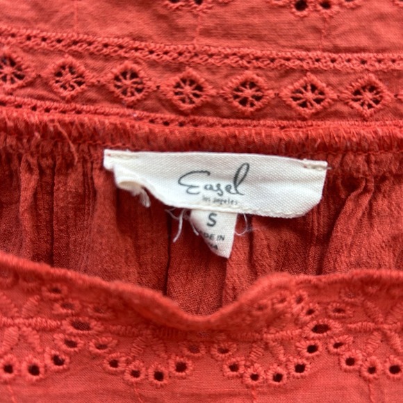 Easel Women's Boho Cottage Farmers Market Summer Tunic Embroidered Red Sz Small - Picture 2 of 6